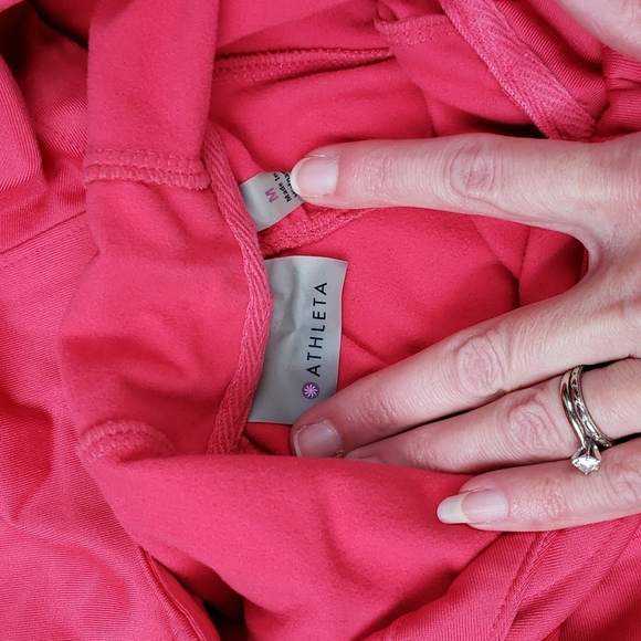 Athleta Jackets & Coats Athleta Pink Full Zip Hooded Jacket With Back Zippered Jacket Size M